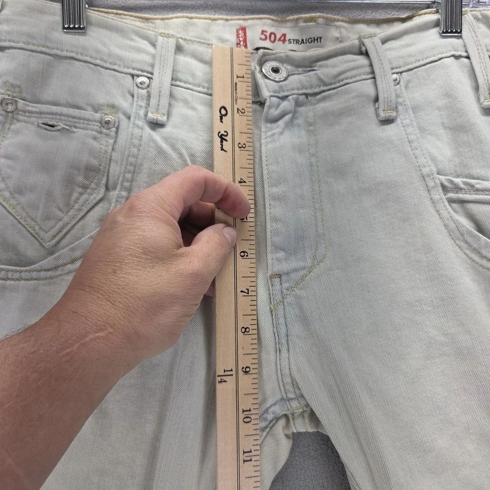 Vintage Levis 504 Jeans Mens Beige Straight Engineered Flap Pocket Fits 31x27